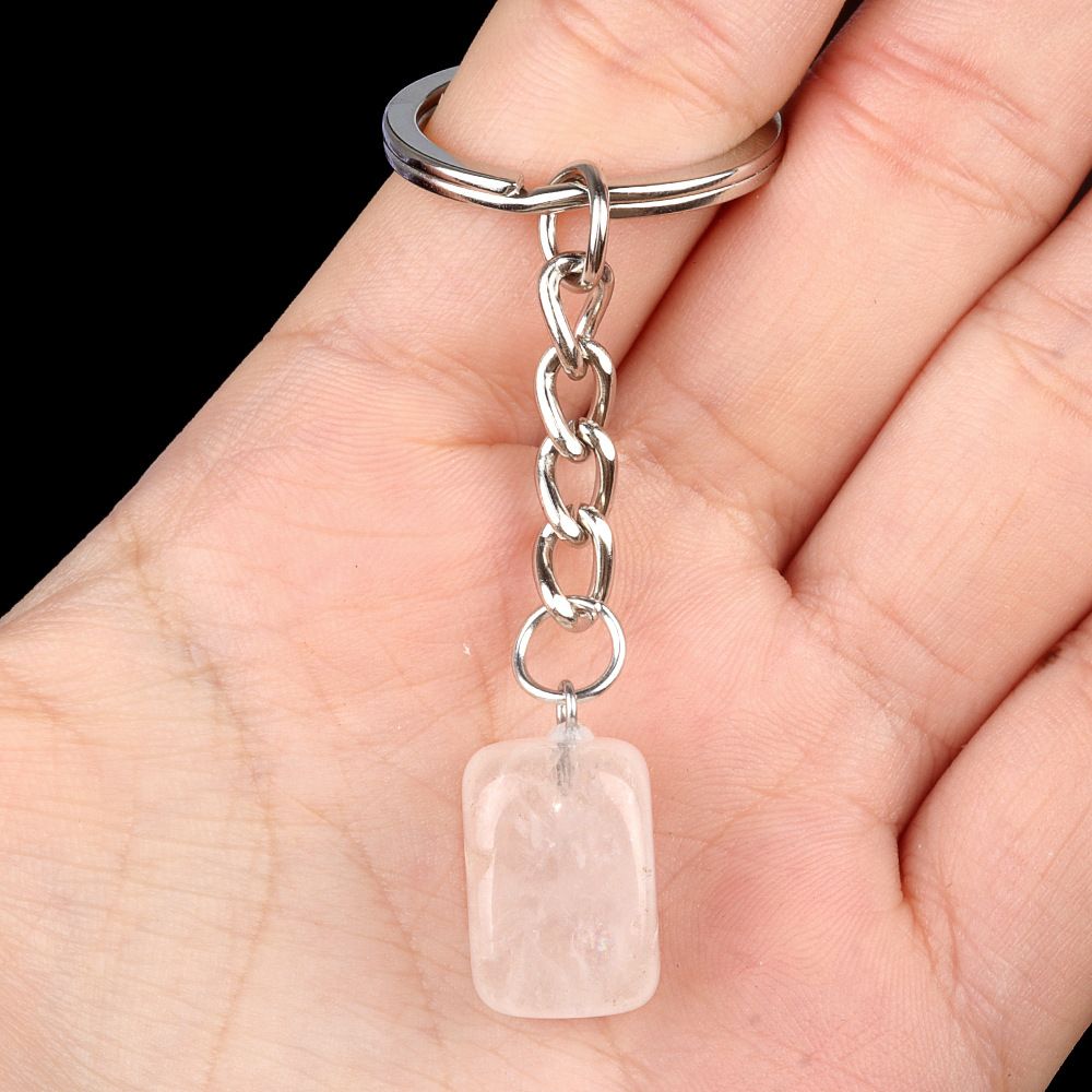 1788-Cristal Colorido Pedra Irregular 16mm Chaveiro Quadrado Comprido DIY Gem Pingente Opala