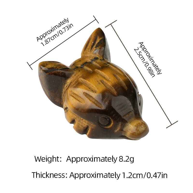 Pó de ametista natural cristal olho de tigre pedra escultura cabeça de raposa artesanato animal pequeno ornamento