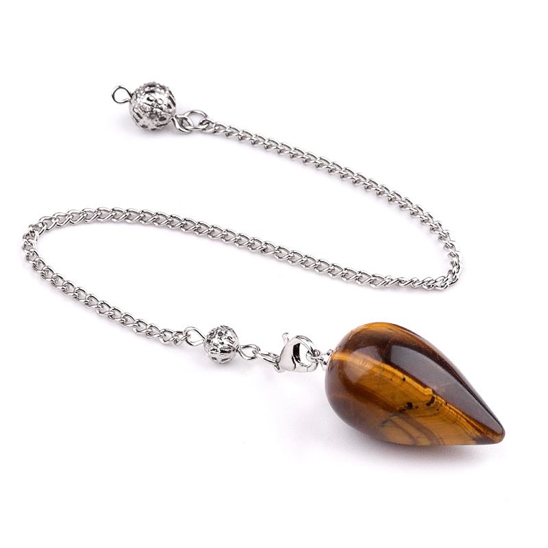 2150 Pingente de pêndulo de cristal natural em forma de gota meditação de ioga vintage pedra semipreciosa com pêndulo de ametista de corrente
