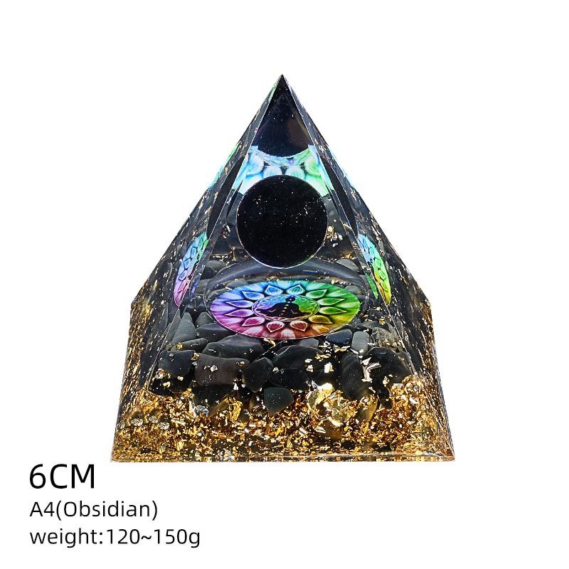 6Cm cristal bola pirâmide ornamento de mesa Chakra Yoga Meditação Resina Yoga Meditação Resina Epóxi