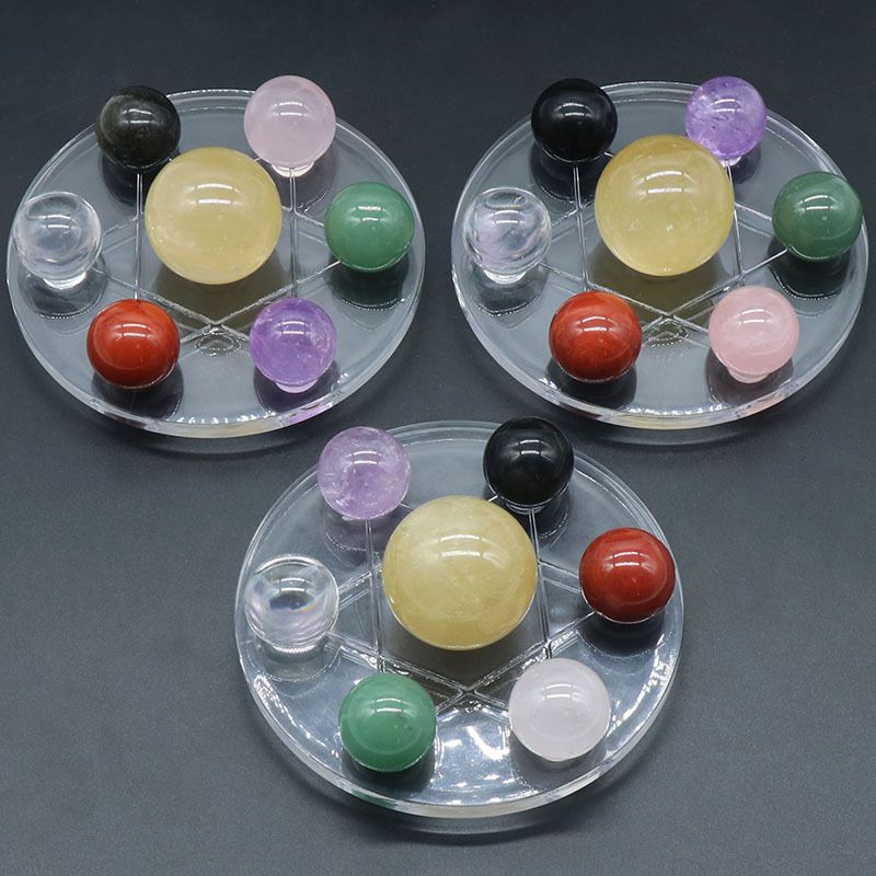 1354-Pedra bruta natural polida colorida roxa e branca rosa amarela preta verde bola de cristal vermelho bola de sete estrelas sala de estar enfeite para casa