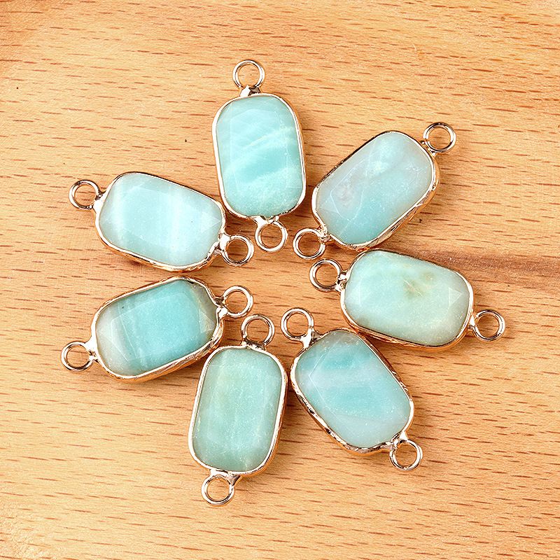 1637-Pingente de retângulo de furo duplo de cristal natural Acessórios de joias DIY Pulseira de colar Acessórios Conector