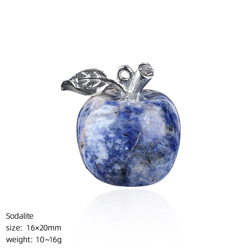 Maçã de cristal natural de 20Mm, colar artesanal de presente de Natal de véspera de Natal, pingente de maçã pequena de pedra natural.