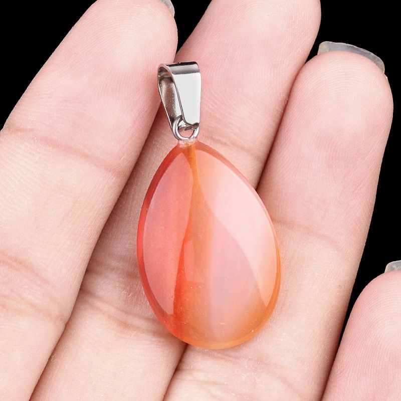 1743-16X24mm pedra de cristal natural ágata pingente de gota de água plana, pingente de pedra DIY acessórios de jóias
