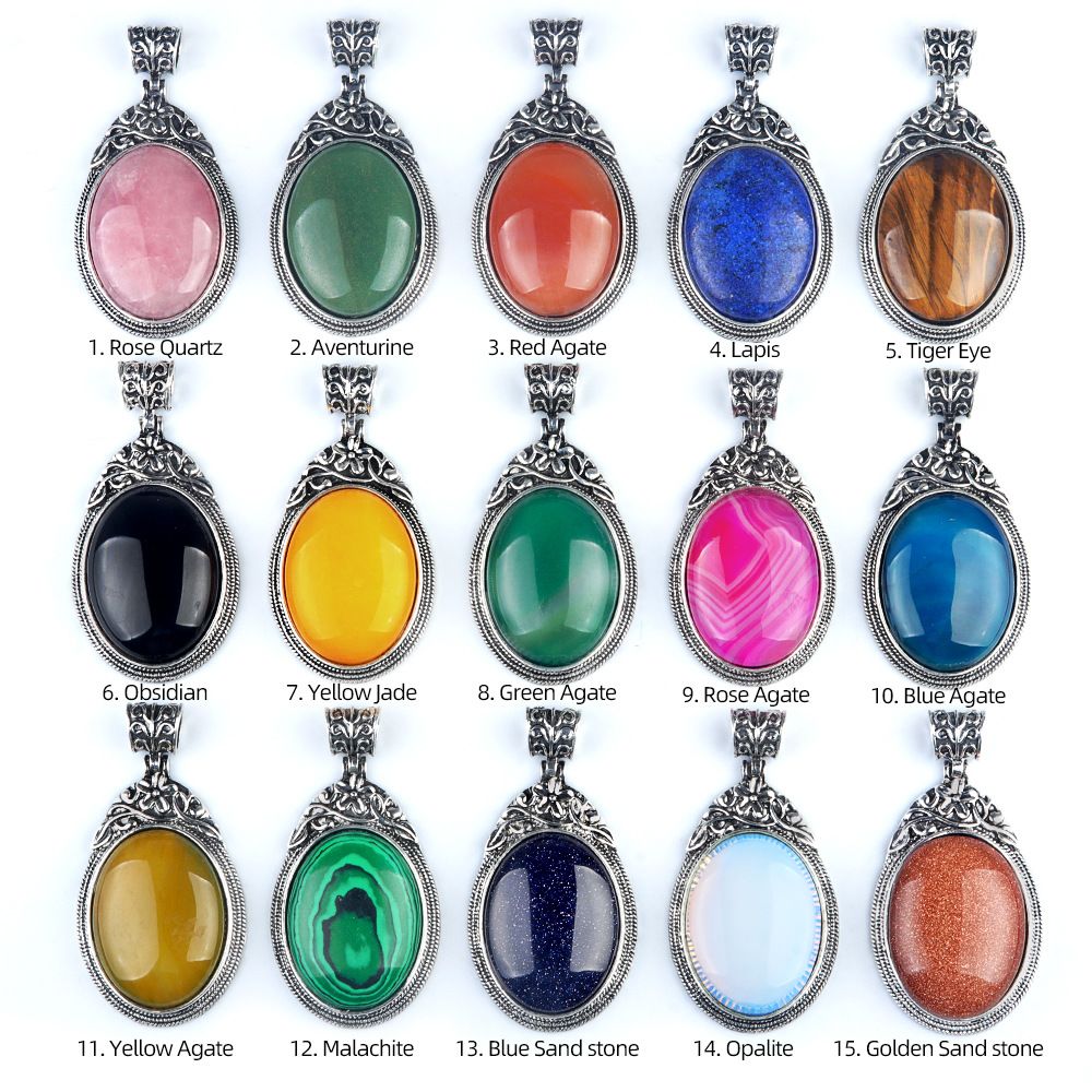 Conjunto de pedras preciosas ágata cristal liga de pedra semipreciosa incrustada pingente de pedra preciosa