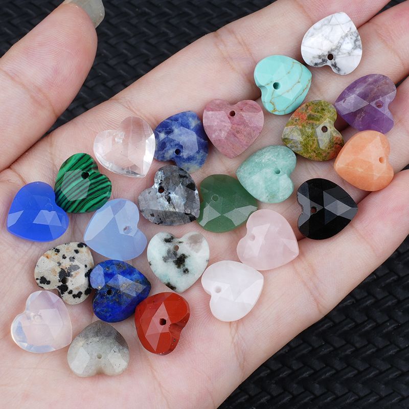 13Mm cristal ágata jade corte amor pingente DIY colar pulseira brincos jóias acessórios material