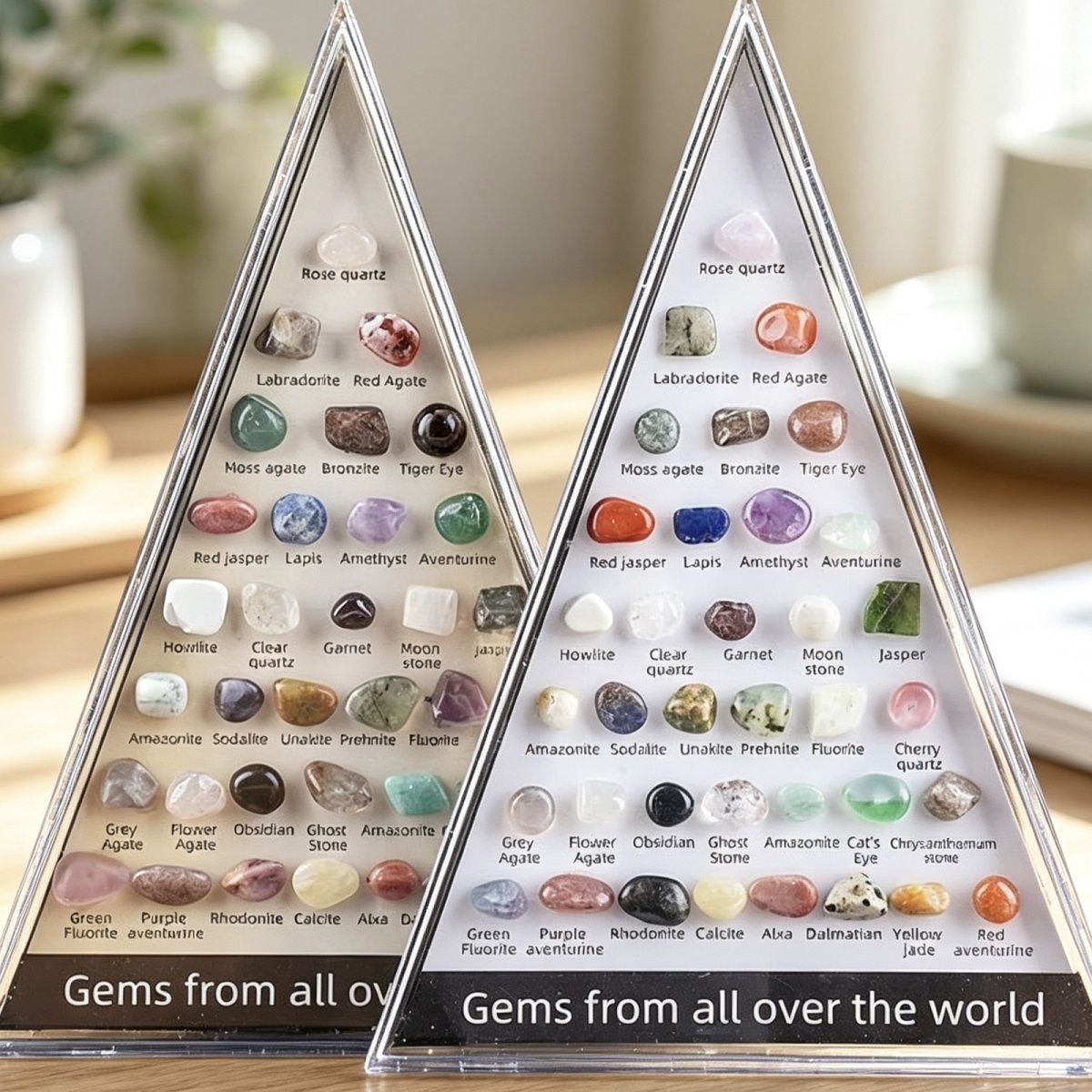 Pedra semipreciosa de cristal natural transfronteiriça 36 tipos de espécimes de minério Presentes infantis para ensino de ciências Caixa de presente de pedra semipreciosa natural