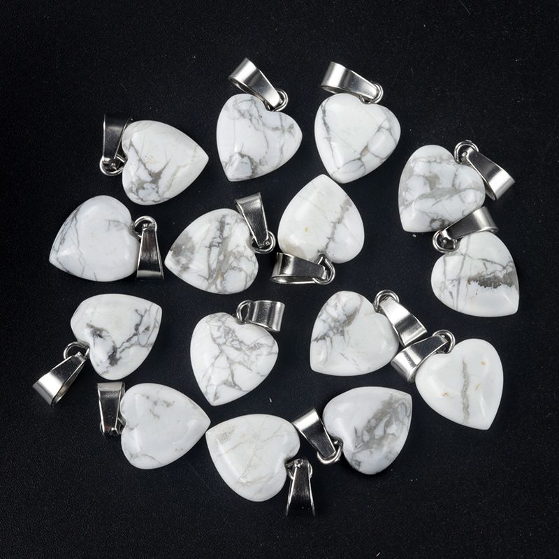 1676-13Mm pingente de amor, pingente de amor de pedra de cristal de ágata natural DIY colar em forma de coração acessórios de jóias