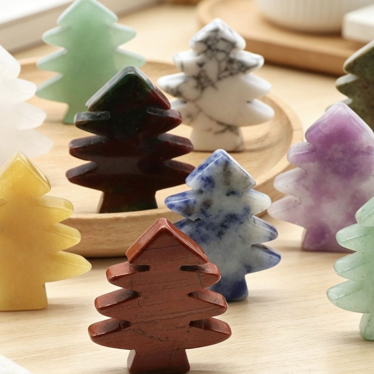 1481-Pedra de cristal natural mini árvore de Natal DIY pinheiro pequena árvore de Natal decoração de Natal pequeno presente