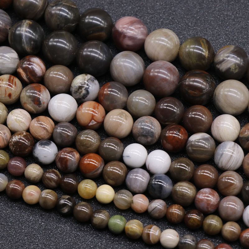 191-WoodenJade Fossil Wood Beads Loose Beads DIY Beaded Pulseiras Colar em meia pérola Jóias