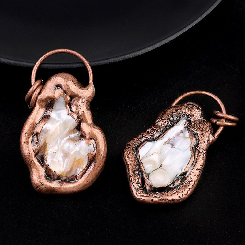 Bainha natural pérola de água doce pingente barroco retro galvanizado concha pingente colar jóias atacado