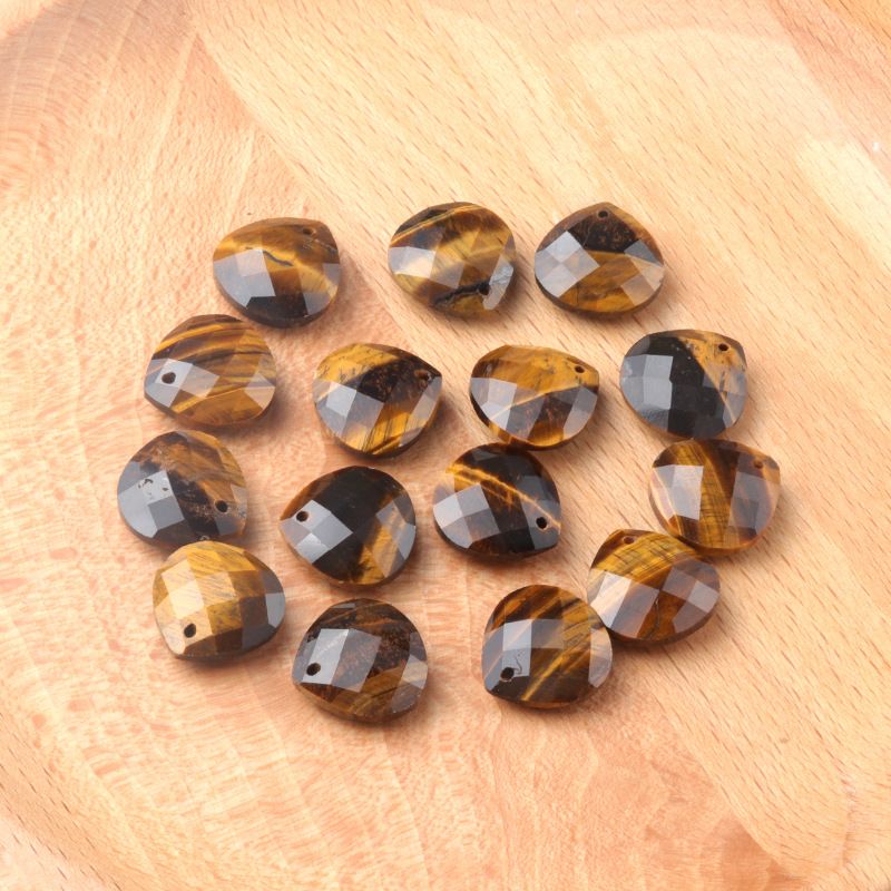 1622-Pedra de cristal natural facetada rosto pingente de gota de água triangular DIY colar brincos acessórios pingente de jóias