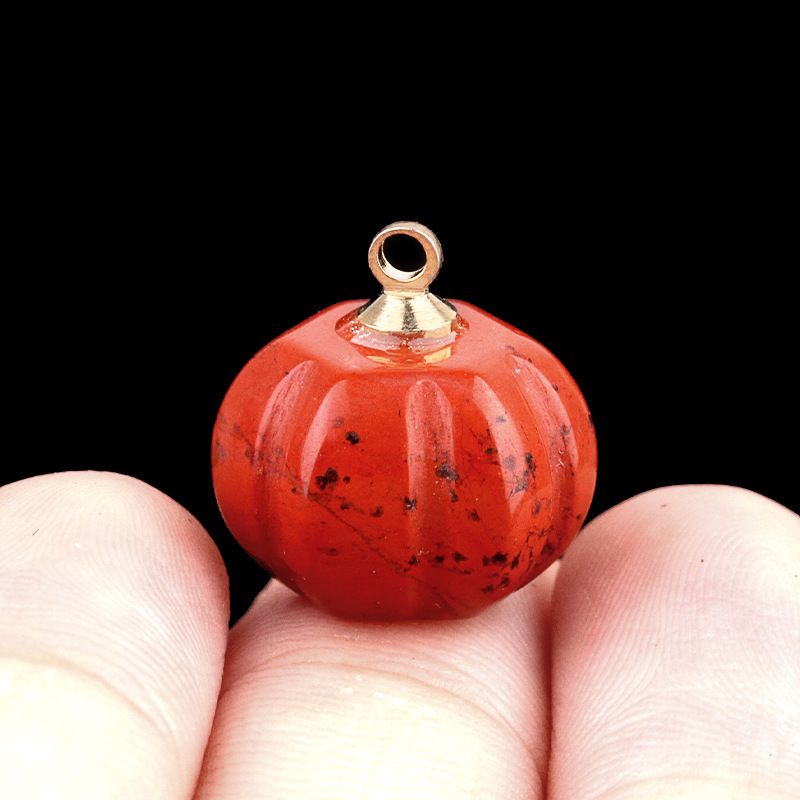 1639-10X13mm pingente de abóbora, meia pedra do tesouro de ágata de cristal abóbora gravada DIY material de jóias