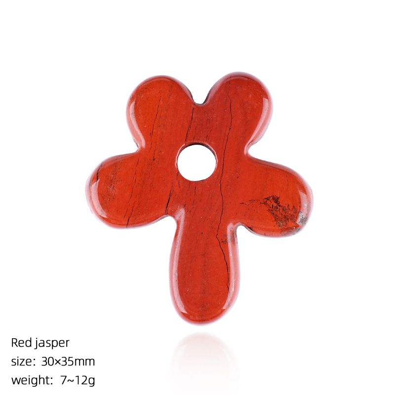 Pingente de flor de cinco pétalas de pedra natural colar artesanal antigo corrente de suéter decorativo em forma de flor pétalas de cristal natural