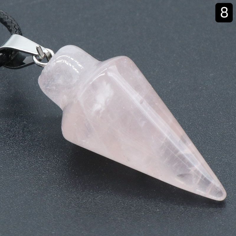 1259-Pingente cônico de cristal de ágata natural 16x30mm colar cônico transfronteiriço transmissão ao vivo jóias de pedra natural