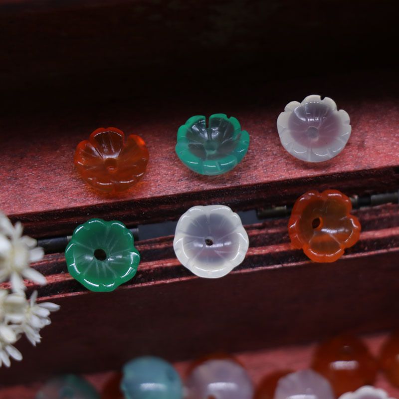 Pétalas de flores esculpidas em pedra de ágata contas soltas DIY gancho de cabelo andando material de acessórios de cabelo, acessórios de joias Hanfu