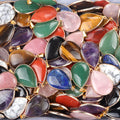 1708-25X35 pingente de bainha de gota de água grande, colar de gota de água de cobre de pedra de ágata de cristal natural galvanizado em ouro.