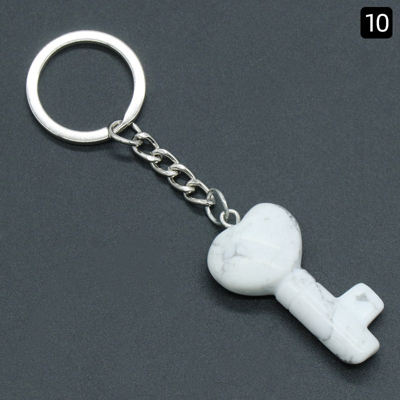 1569 - Chaveiro de Coração de Cristal Natural Chaveiro de Coração Pingente de Fechadura em Forma de Coração DIY Acessório Criativo de Pingente