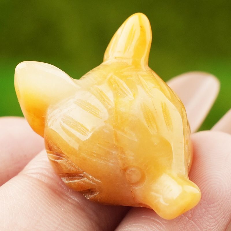 Pó de ametista natural cristal olho de tigre pedra escultura cabeça de raposa artesanato animal pequeno ornamento