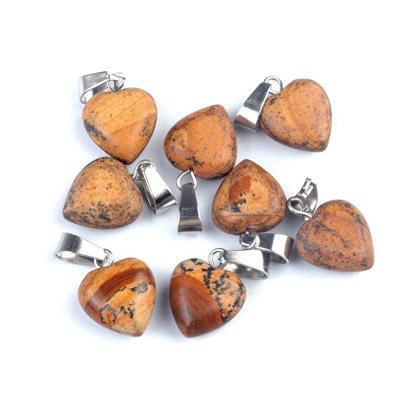 1676-13Mm pingente de amor, pingente de amor de pedra de cristal de ágata natural DIY colar em forma de coração acessórios de jóias