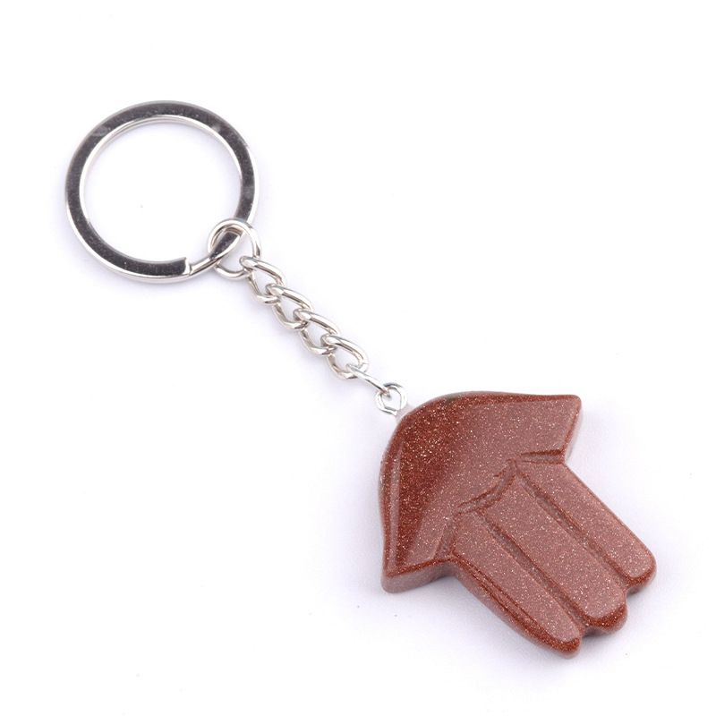 1051-Fátima Mão Keychain Cristal Natural Pedra Palma Keychain, Escultura em Pedra, Bolsa Pingente