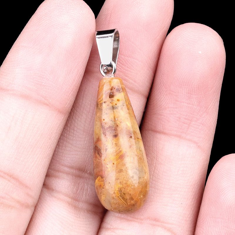 1462-25Mm pingente longo de gota de água, pedra semi-preciosa natural pingente longo de gota de água brincos DIY colar acessórios de jóias