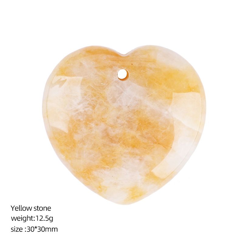 Pingente de amor de cristal natural perfurado de 30Mm, ágata gravada em forma de coração em pó de cristal de pêssego coração trançado colar acessórios