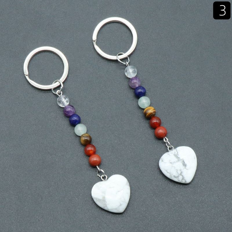 1471-Pingente de chaveiro de amor de pedra colorida de cristal natural, jóias e pingente de bagagem DIY chaveiro.