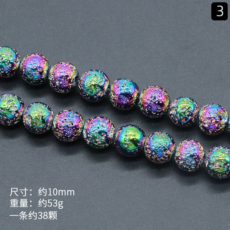 1417-Pedra Vulcânica Colorida Natural Contas Redondas DIY Acessórios De Jóias Frisadas Feitas À Mão Rocha Vulcânica Galvanoplastia Cor Grânulos Soltos