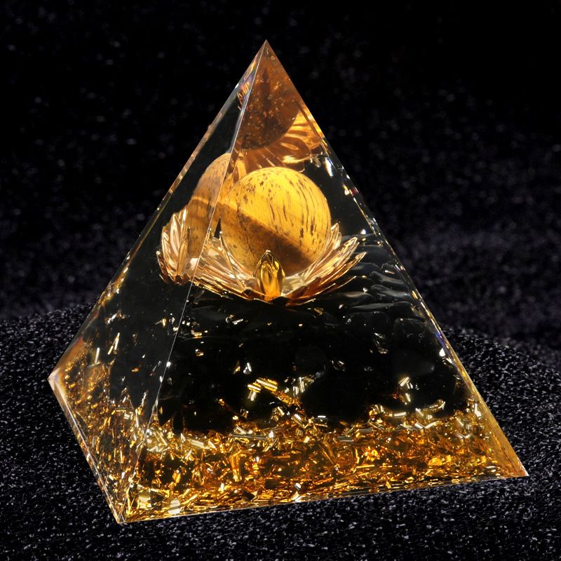 Nova pirâmide de 5cm bola de lótus cascalho cola pirâmide artesanato ornamento
