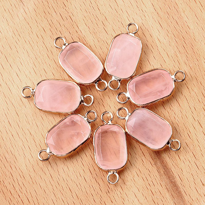 1637-Pingente de retângulo de furo duplo de cristal natural Acessórios de joias DIY Pulseira de colar Acessórios Conector