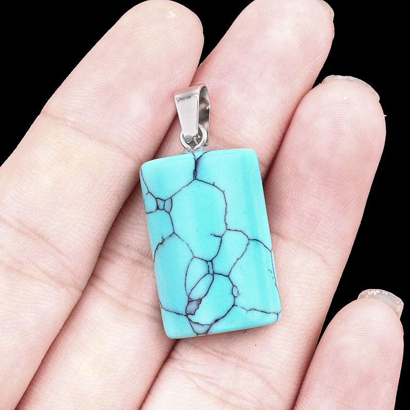 1819-16X24mm cristal ágata jade pingente semicilíndrico, pingente retangular em forma de pão DIY acessórios de jóias
