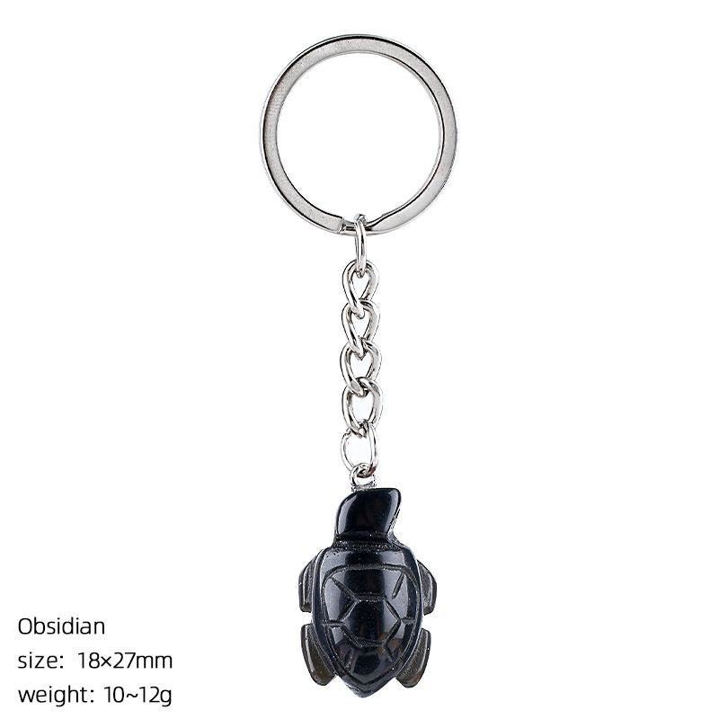 Natural cristal tartaruga chaveiro saco animal acessórios do carro pedra bruta escultura pedra semi-preciosa tartaruga pingente