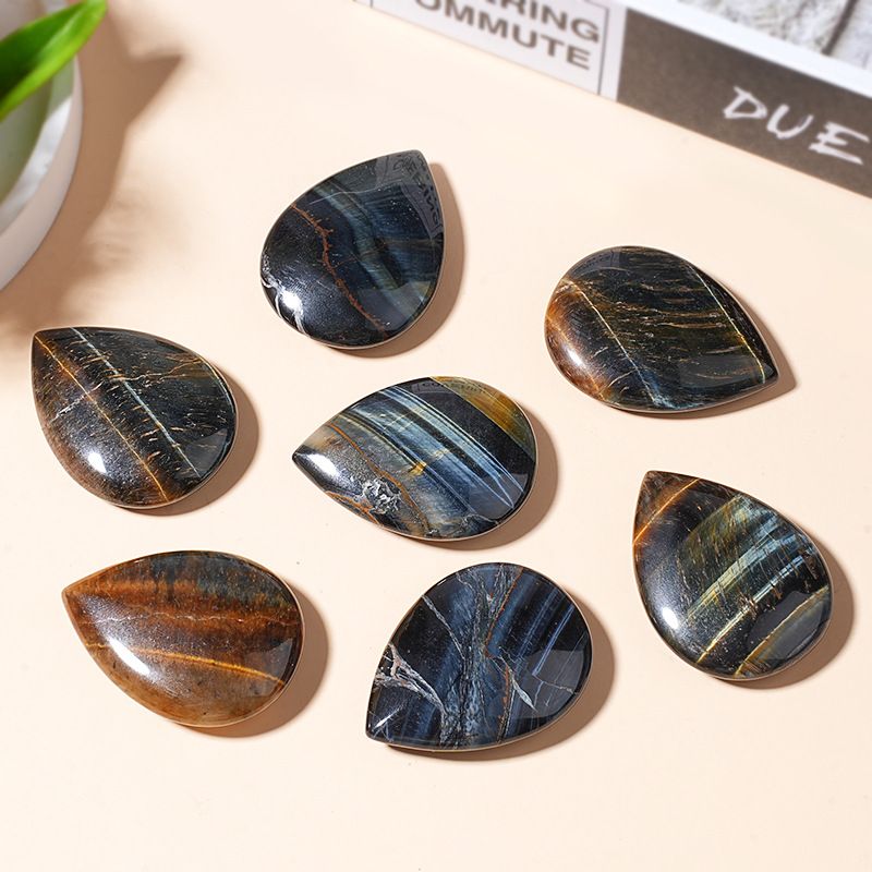 40Mm tigre olho de pedra gota de água mão não porosa alça DIY pode ser incrustado acessórios de jóias azul e amarelo olho de tigre gota de água pequeno ornamento