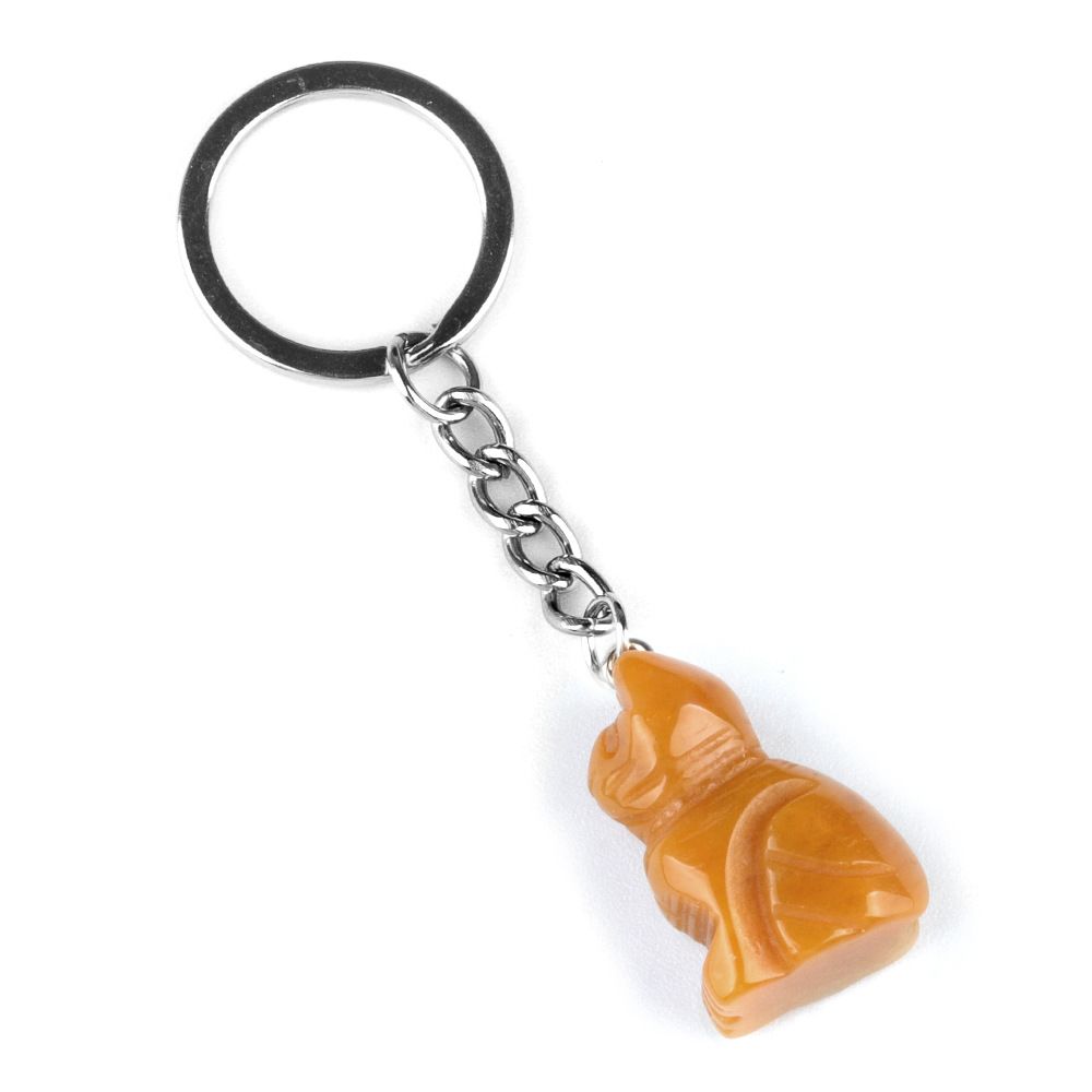 1943-Gravado gatinho chaveiro, pedra de cristal gravado animal pingente chaveiro