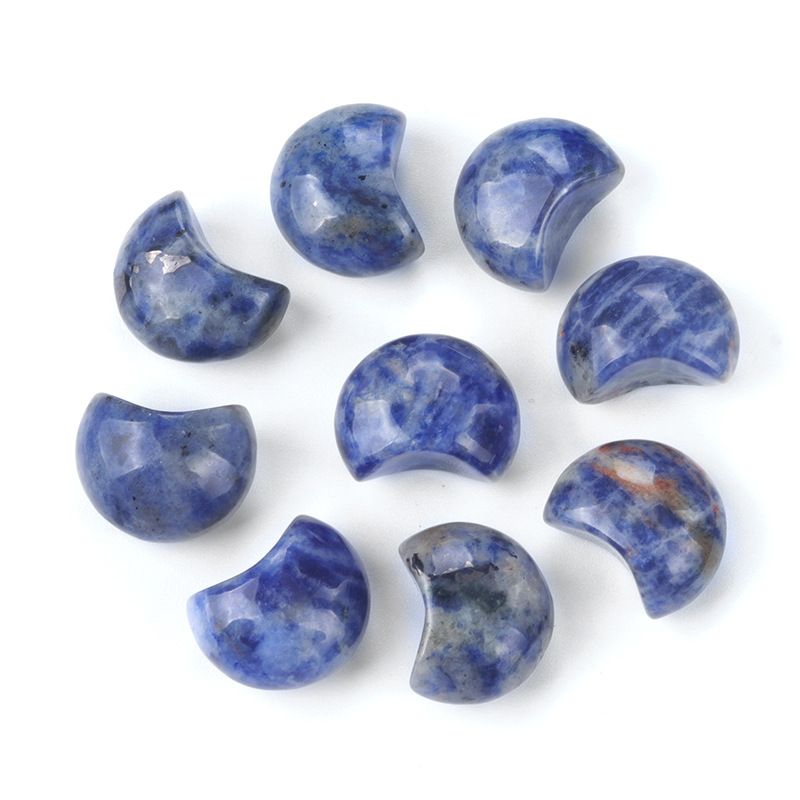 1748-15Mm mini lua pequena não porosa, pedra de ágata de cristal natural pequeno crescente DIY jóias material decorativo