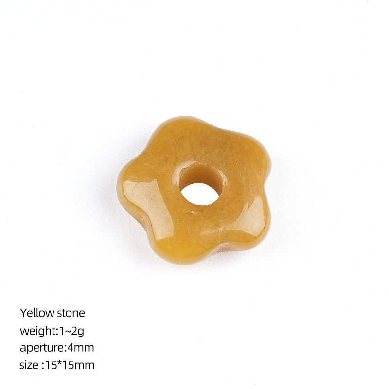 2478  15Mm buraco 4 pingente de flor de cristal natural DIY pulseira colar artesanal roupas acessórios de flor de cinco pétalas de ágata originais