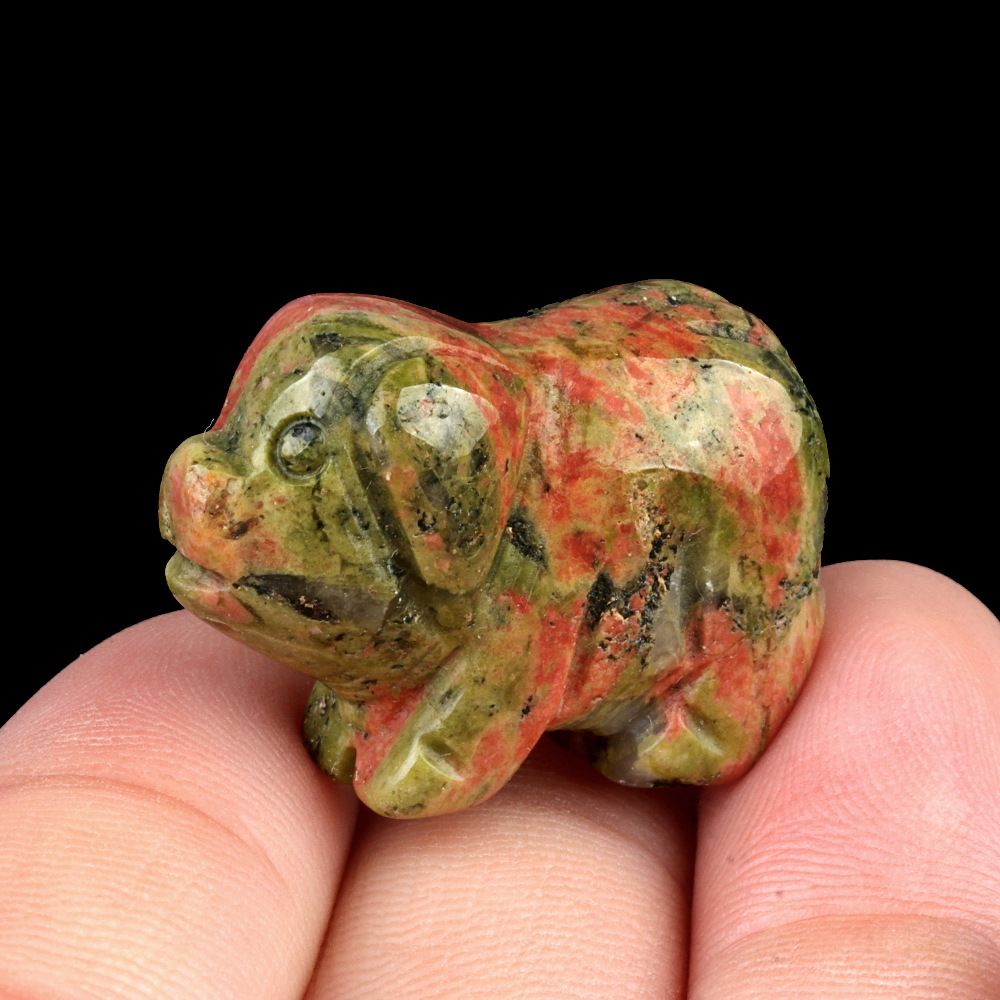 1794-1Em pedra de ágata de cristal natural de leitão gravado mini enfeite artesanal de animal pequeno