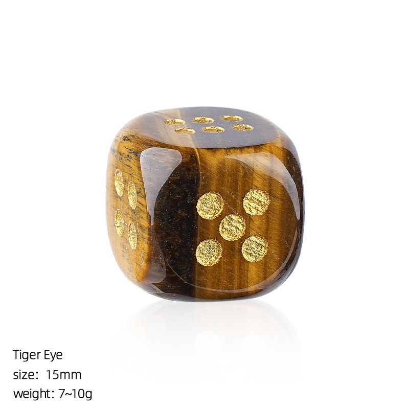 Dados de cristal natural transfronteiriço casual jogo de tabuleiro ágata jade escultura cantos arredondados 15mm pontos dados de pedra semipreciosa