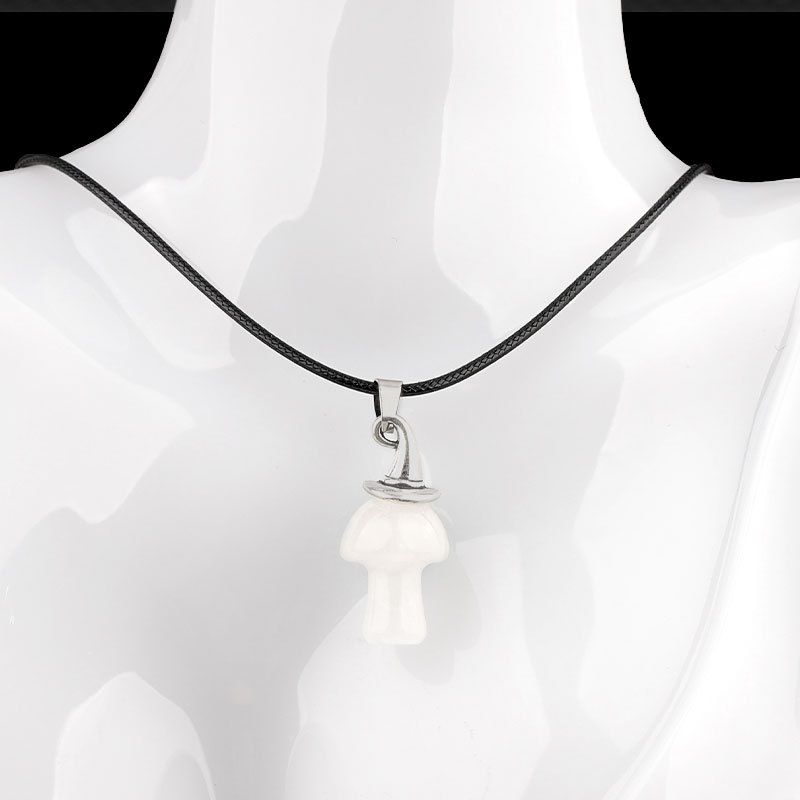 Pingente De Cogumelo De Chapéu De Bruxa De Cristal Natural