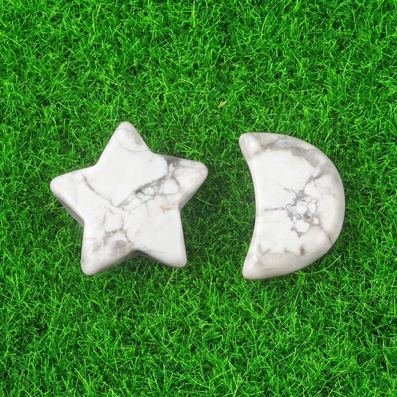 1702-Pedra semipreciosa de ágata de cristal natural 20mm pentagrama não poroso estrela lua acessórios de decoração