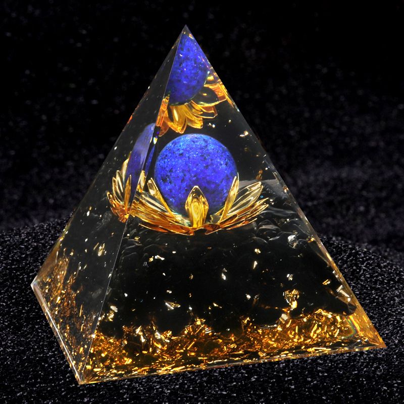 Nova pirâmide de 5cm bola de lótus cascalho cola pirâmide artesanato ornamento