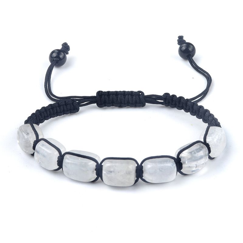 1685-Pó de cristal tigre olho ametista tecido pulseira de pedra de cristal natural chakra yoga jóias