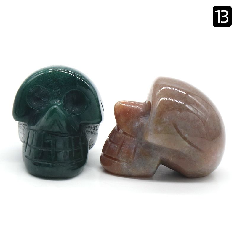 1554-25Mm Crânio de Ágata de Cristal Natural Esculpido Fantasma Cabeça Cerca De 1 Polegada Crânio Pequeno Ornamento De Halloween