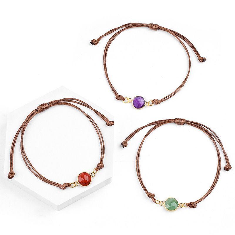 Pulseira de cristal natural retro boêmio tecido à mão ajustável corte de pedra bruta transfronteiriça fornecimento especial