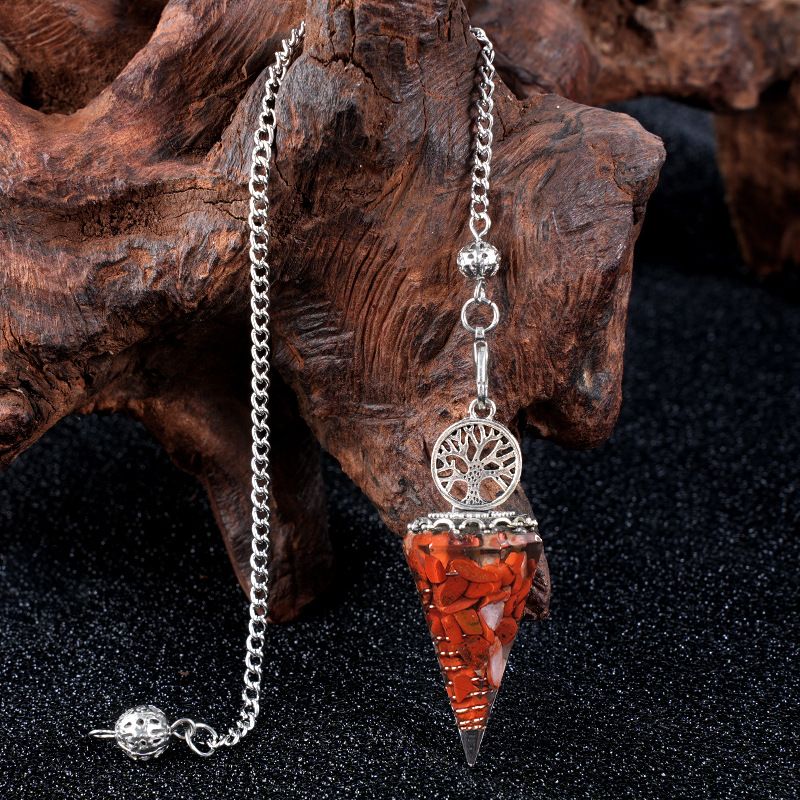 Nova Liga Árvore da Vida Pingente De Resina Pingente De Cristal Meditação Pêndulo De Corrente De Cinto Epóxi Vintage