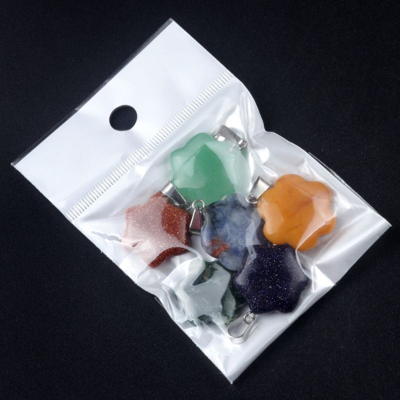 1653-Pingente de flor, pingente de flor de pedra de cristal natural DIY colar brincos material de jóias