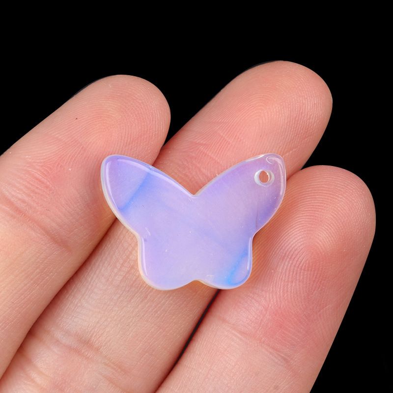 1765-Pingente de borboleta de pedra de ágata de cristal natural DIY pulseira de borboleta de pedra natural acessórios de colar