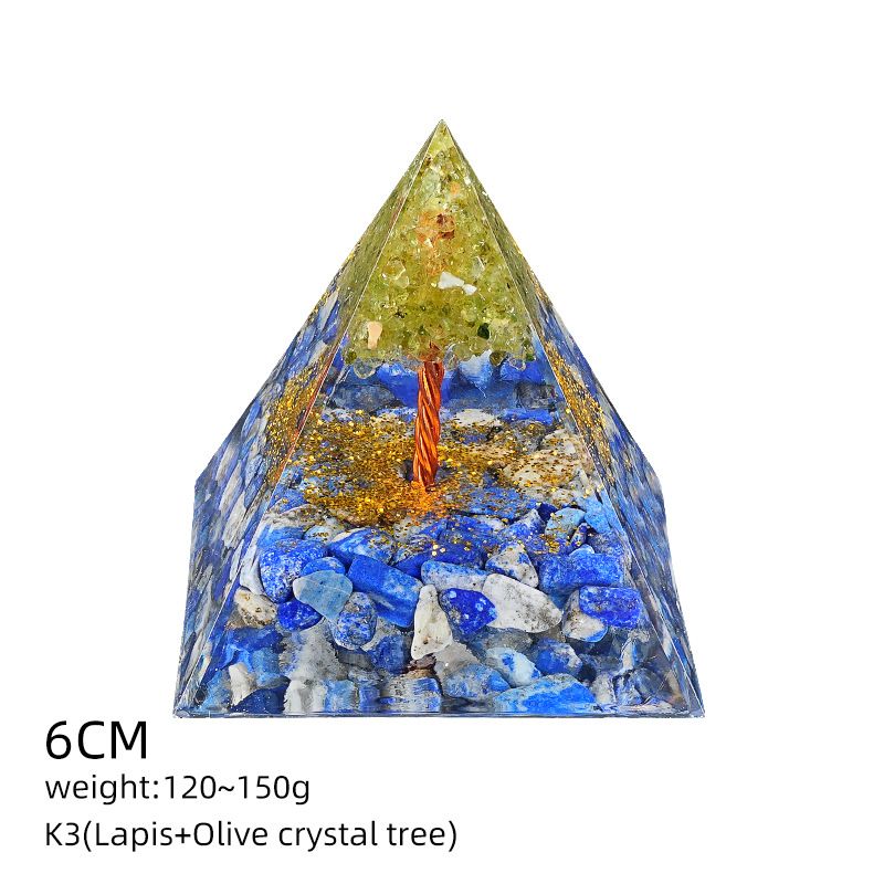 6Cm cristal bola pirâmide ornamento de mesa Chakra Yoga Meditação Resina Yoga Meditação Resina Epóxi
