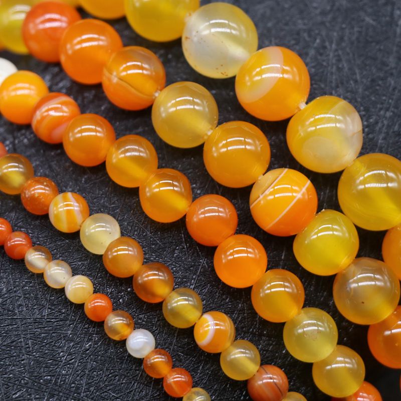 Ágata laranja listrado ágata contas redondas contas soltas DIY pulseira de contas colar acessórios de jóias trabalho em andamento atacado